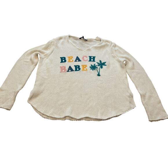 Simply Southern BUNDLE Pink Sun Kissed/Beach Babe Embroidered Vneck Sweater S/M - Picture 6 of 7